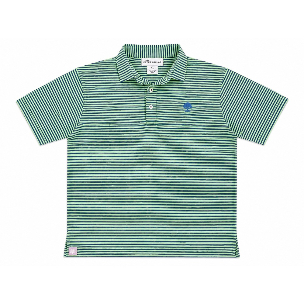 Peter Millar 1905 Striped Polo Shirt Men's XL Green Blue‎ Cotton Short Sleeve